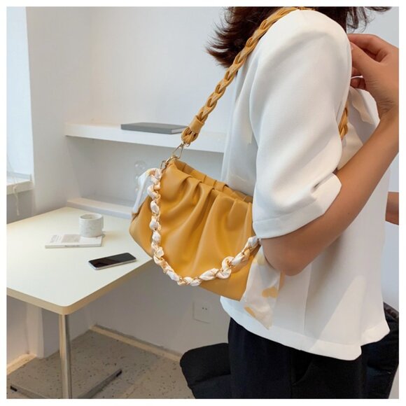 Y2K Statement Chain Ruched Shoulder Bag/Multiple colors available - Picture 10 of 16